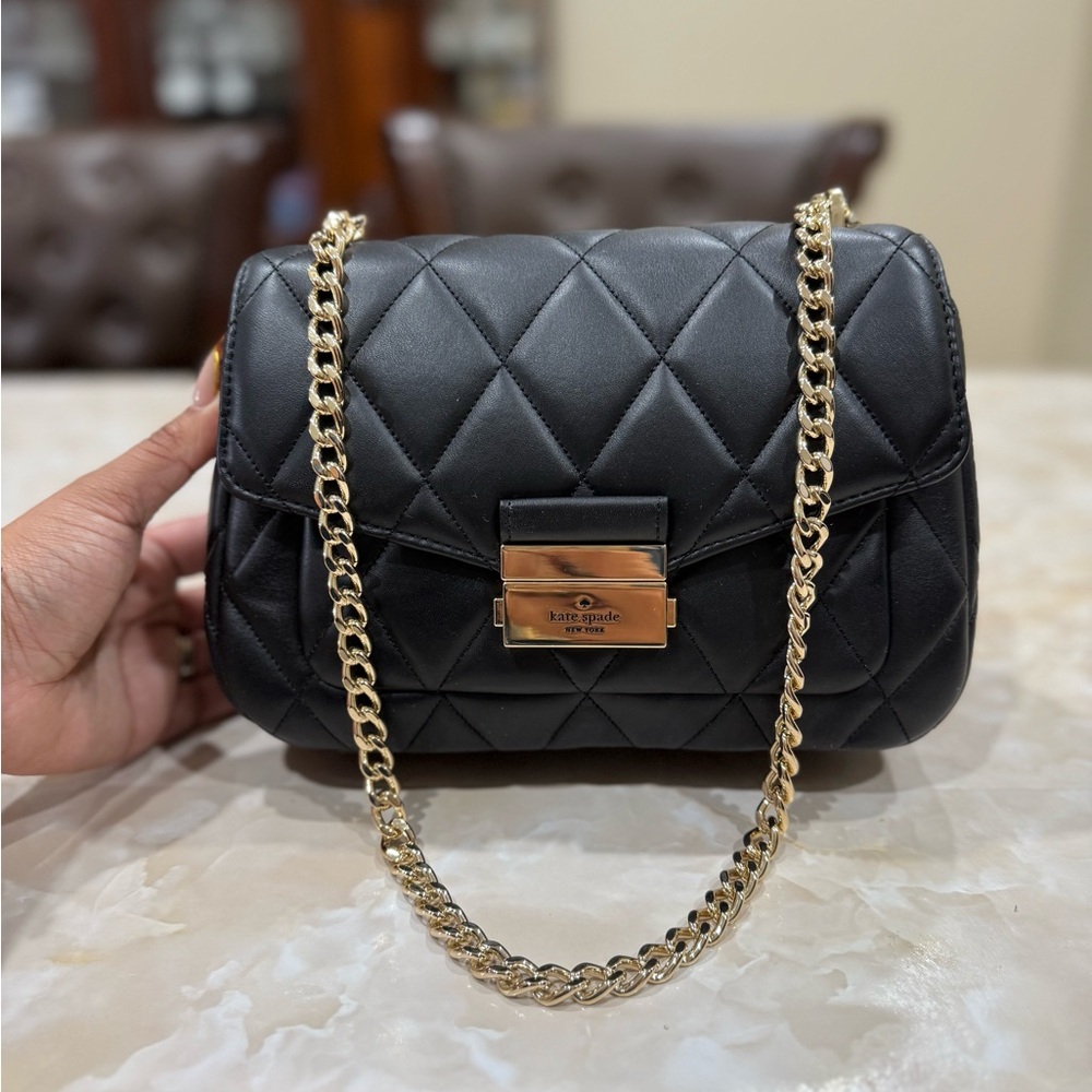 💛HP💛Kate Spade Carey Black Quilted Chain Shoulder Bag NWT
